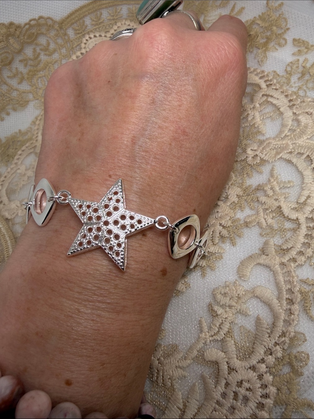 925 Silver Oversized Star Bracelet Sculptural Celestial 80s Statement Geometric